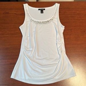 White House Black Market embellished white tank top